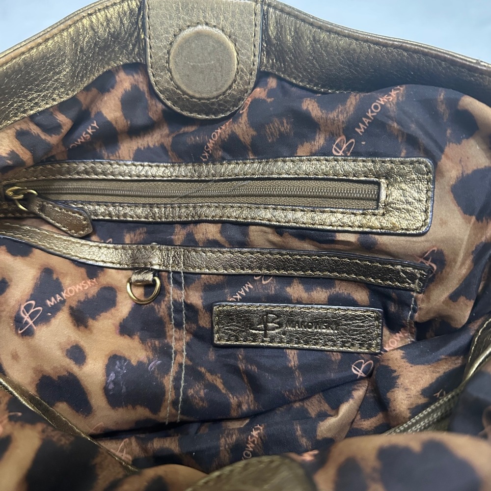 B. Makowsky Gold Leather Shoulder Bag Slouchy Hobo Y2K Indie Sleaze Mob Wife - Picture 8 of 16